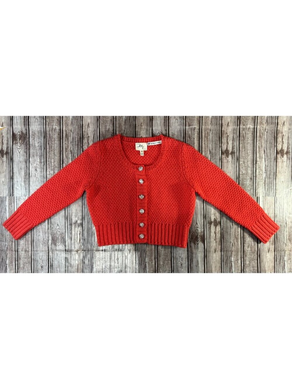 Milly New York knit Wool Tweed Cropped Jacket cardigan size S color orange